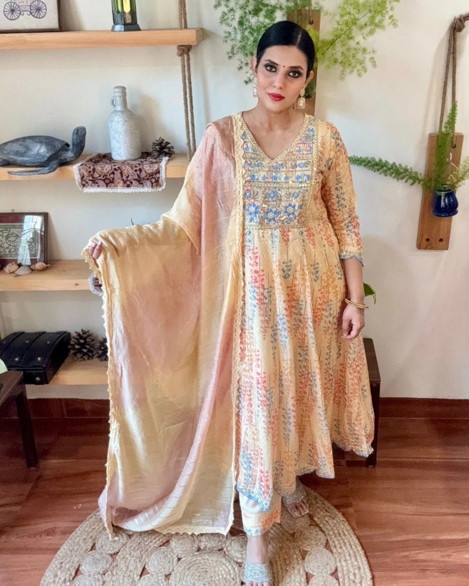 Imara Pastel Yellow Cotton Kurta Set - Param Iqbal