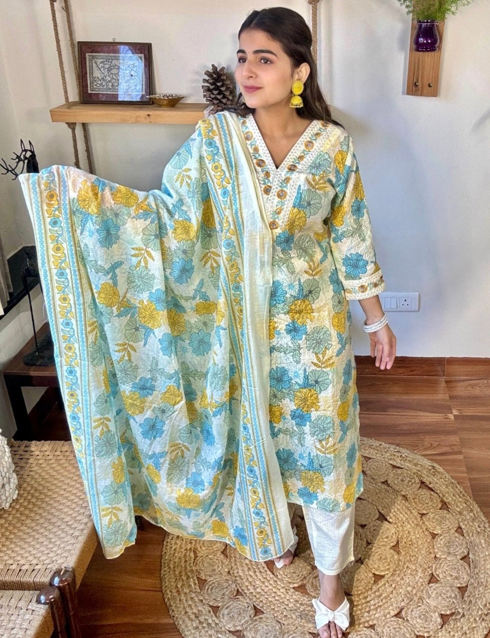 Jahnavi Cream Cotton Kurta Set - Param Iqbal