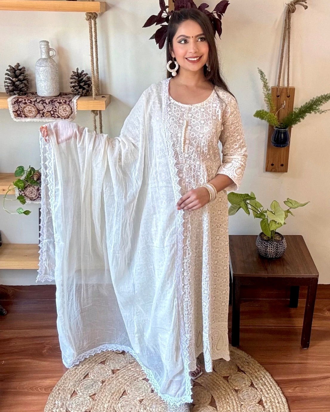 Jannat White Cotton Kurta Set - Param Iqbal