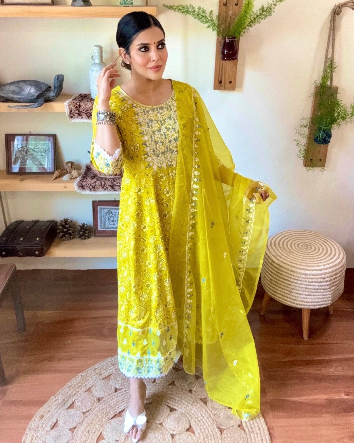 Leela Lime Green Cotton Suit - Param Iqbal