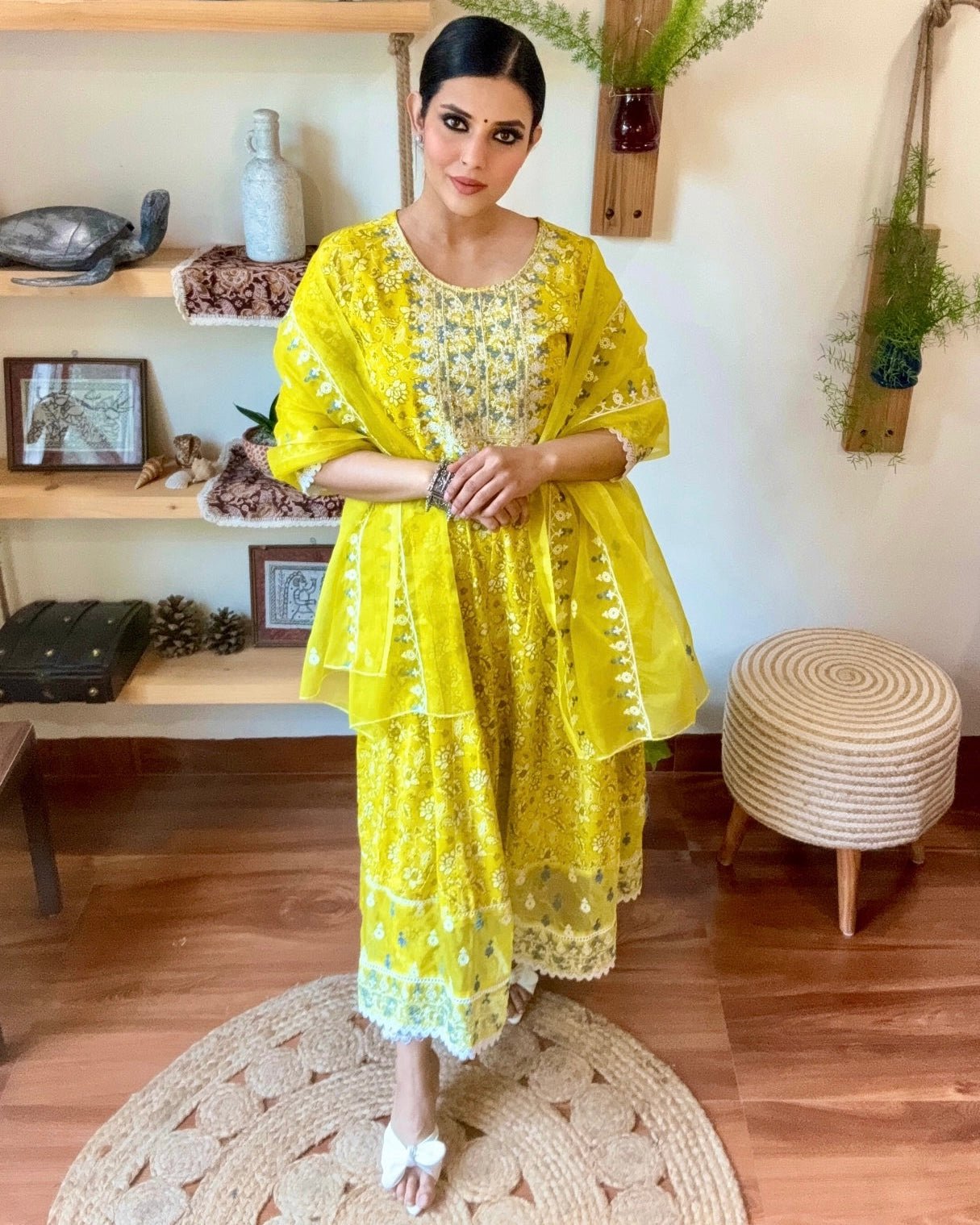 Leela Lime Green Cotton Suit - Param Iqbal