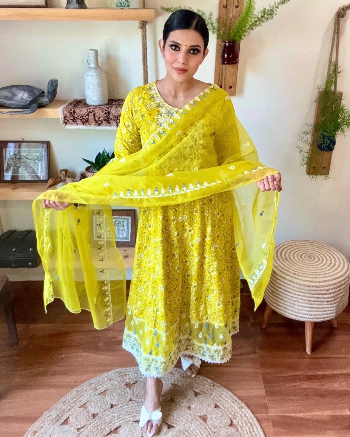Leela Lime Green Cotton Suit - Param Iqbal