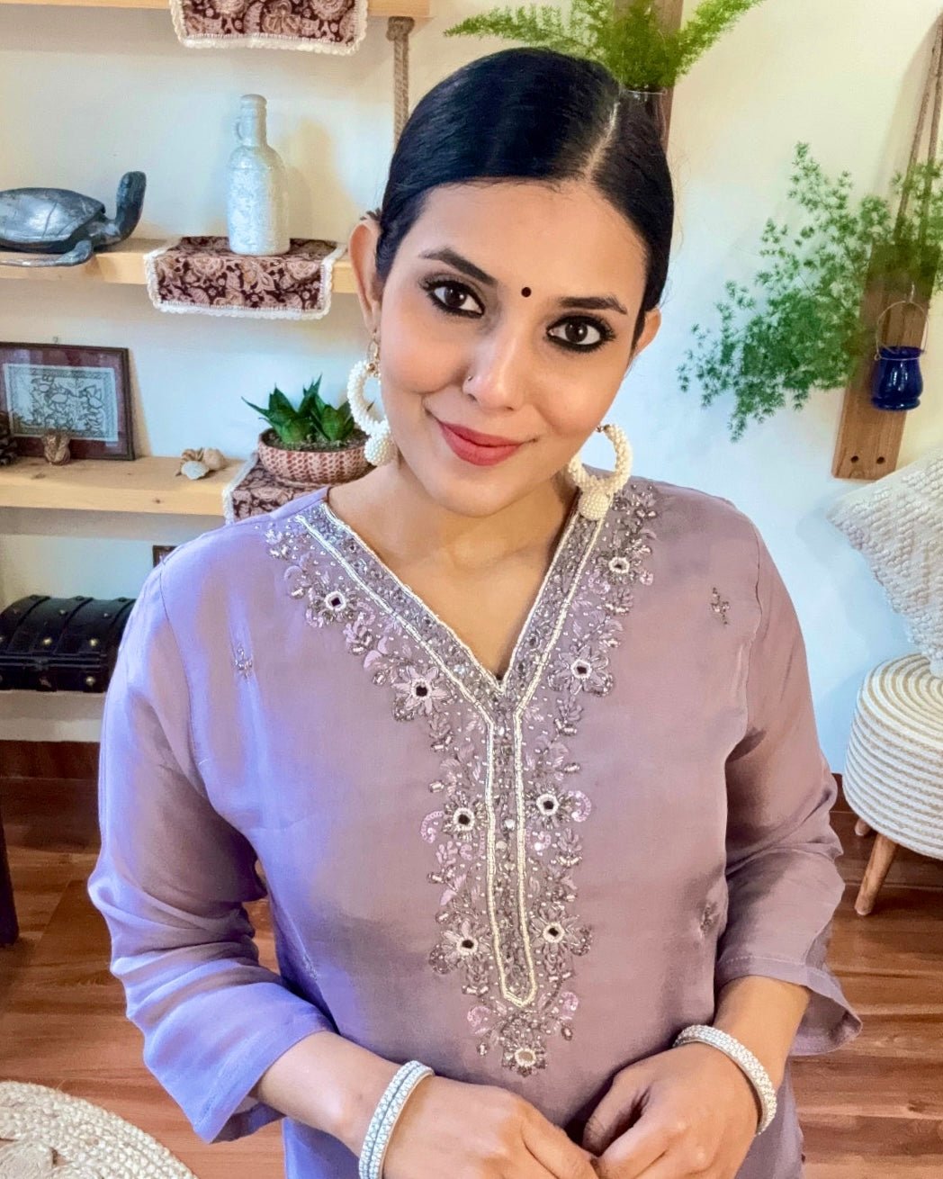 Leila Lavender Organza Kurta Set - Param Iqbal