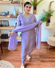 Leila Lavender Organza Kurta Set - Param Iqbal