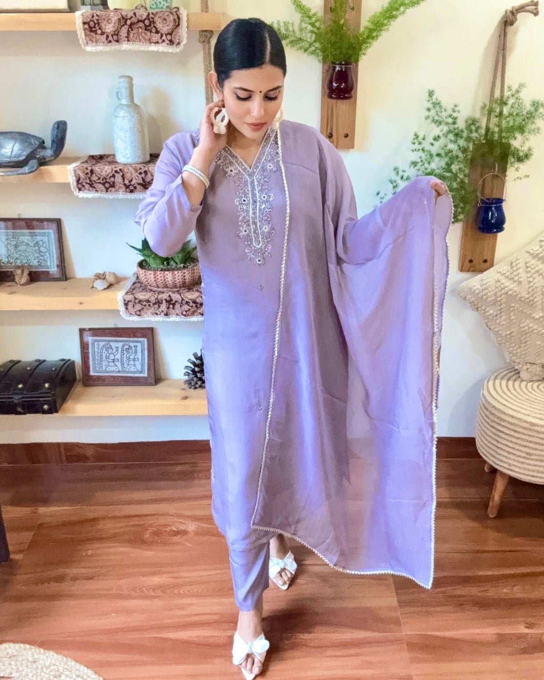Leila Lavender Organza Kurta Set - Param Iqbal
