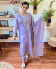 Leila Lavender Organza Kurta Set - Param Iqbal