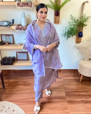 Leila Lavender Organza Kurta Set - Param Iqbal