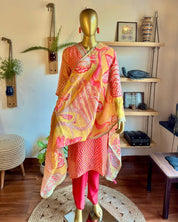 Mahira Orange Organza Kurta Set - Param Iqbal