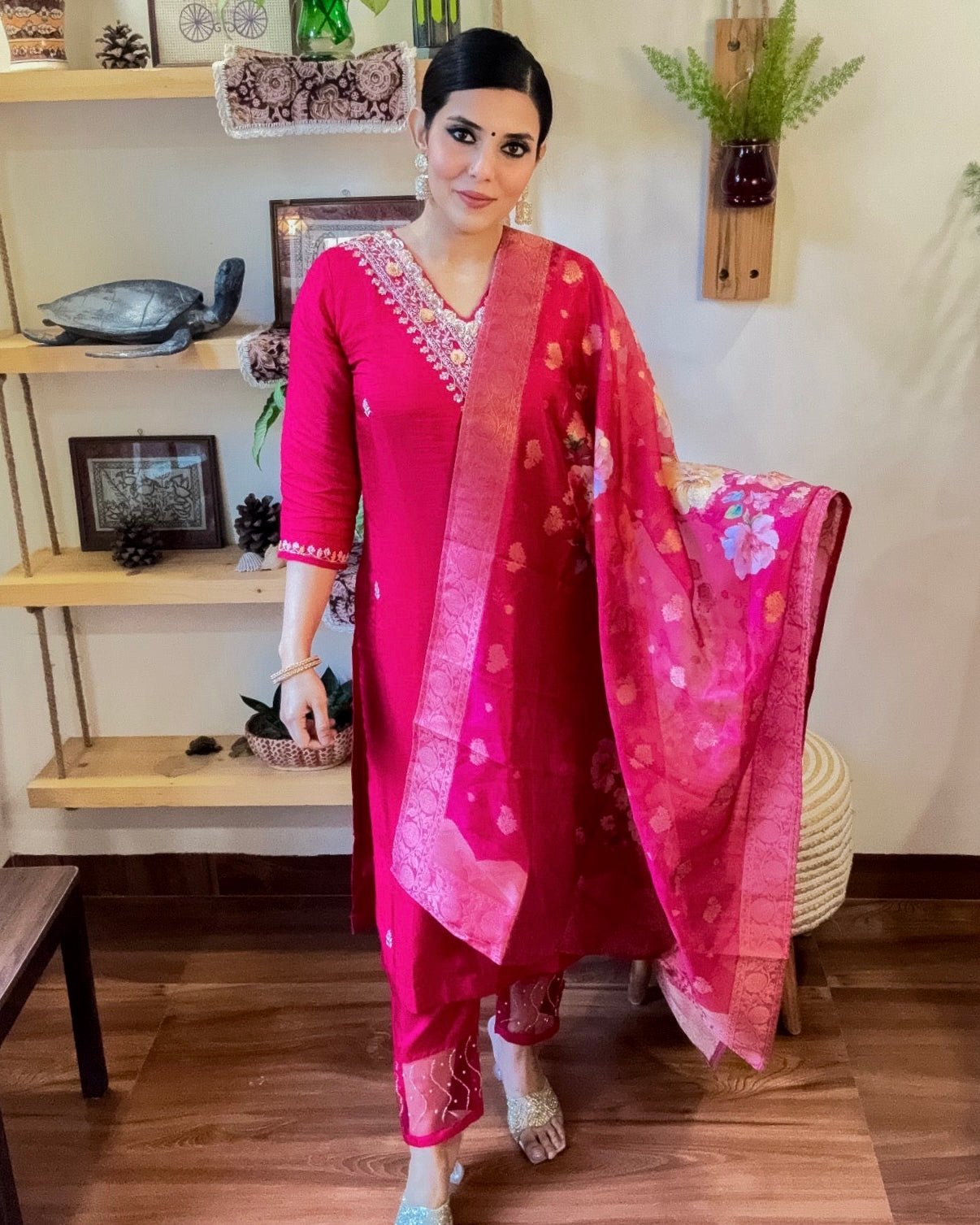 Mahnoor Pink Dola Silk Kurta Set - Param Iqbal