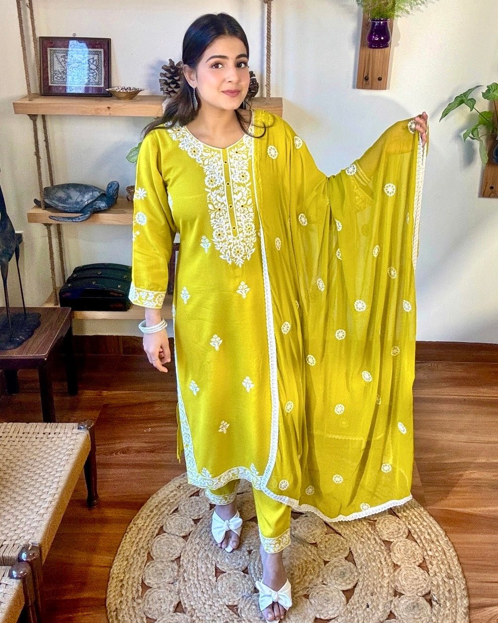 Mehak Lime Green Cotton Kurta Set - Param Iqbal