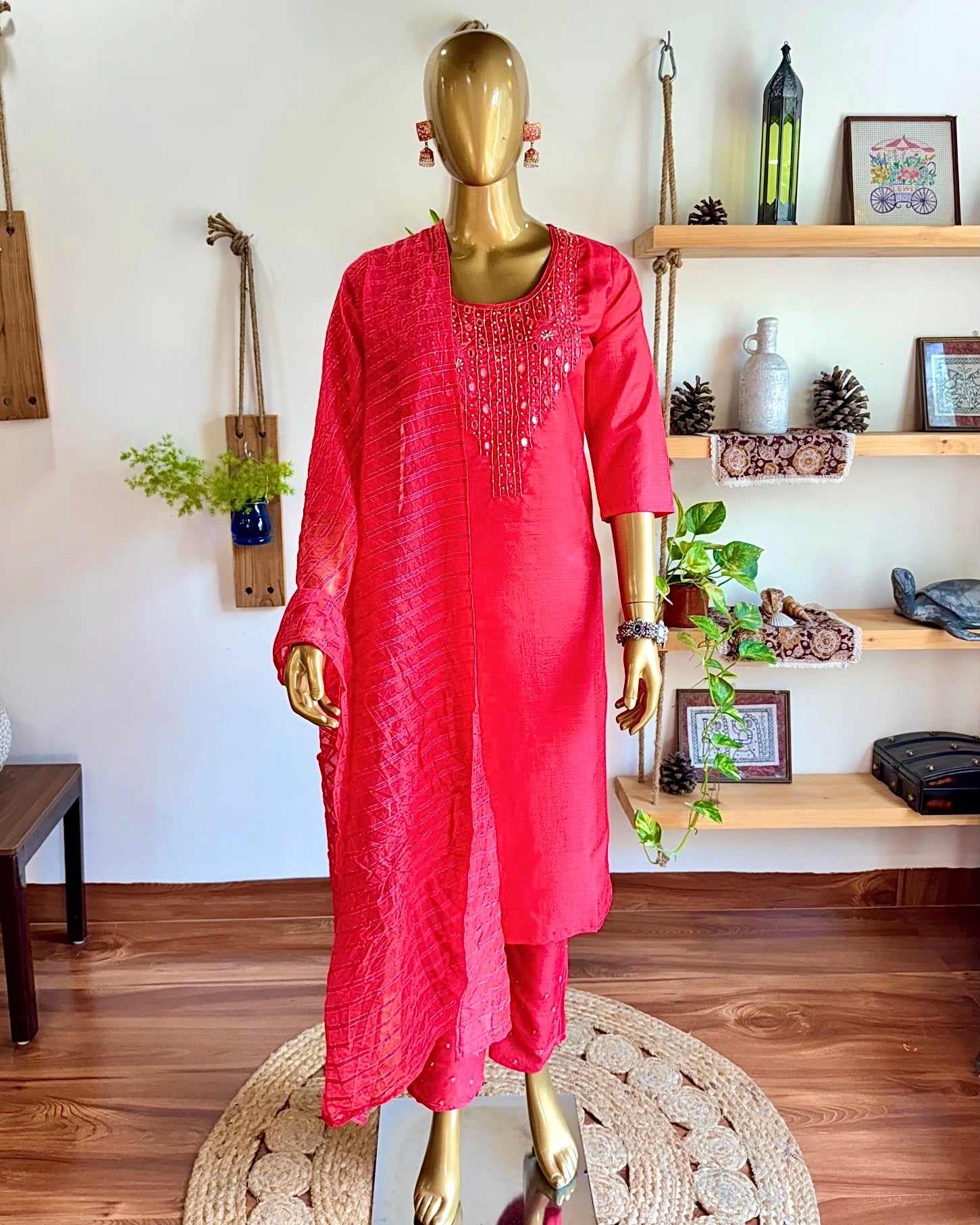 Mehreen Red Silk Kurta Set - Param Iqbal