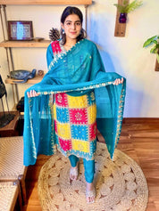 Mihika Blue Chinnon Kurta Set - Param Iqbal