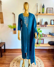 Mira Blue Silk Kurta Set - Param Iqbal