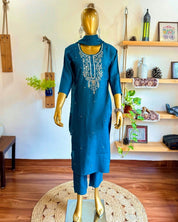 Mira Blue Silk Kurta Set - Param Iqbal