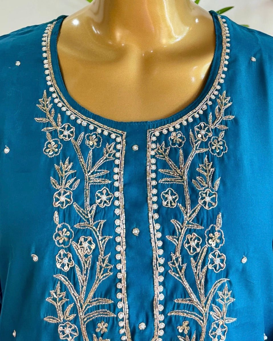 Mira Blue Silk Kurta Set - Param Iqbal