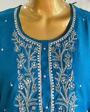 Mira Blue Silk Kurta Set - Param Iqbal