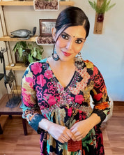 Muskaan Black Chinnon Kurta Set - Param Iqbal