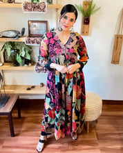 Muskaan Black Chinnon Kurta Set - Param Iqbal