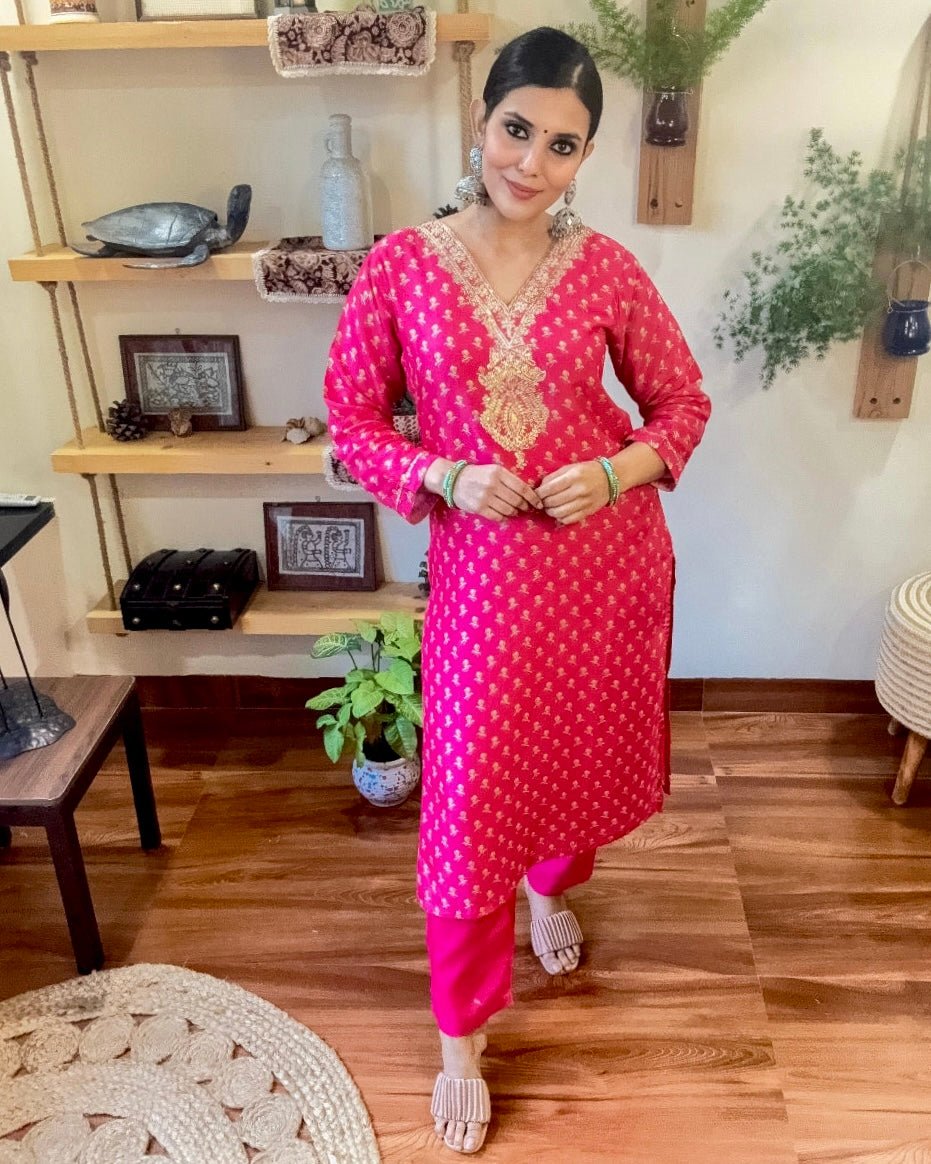 Nargis Pink Russian Silk Suit - Param Iqbal
