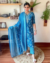 Nimat Blue Cotton Kurta Set - Param Iqbal