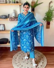 Nimat Blue Cotton Kurta Set - Param Iqbal