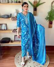 Nimat Blue Cotton Kurta Set - Param Iqbal