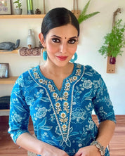 Nimat Blue Cotton Kurta Set - Param Iqbal