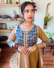 Nora Camel Brown Cotton Kurta Set - Param Iqbal