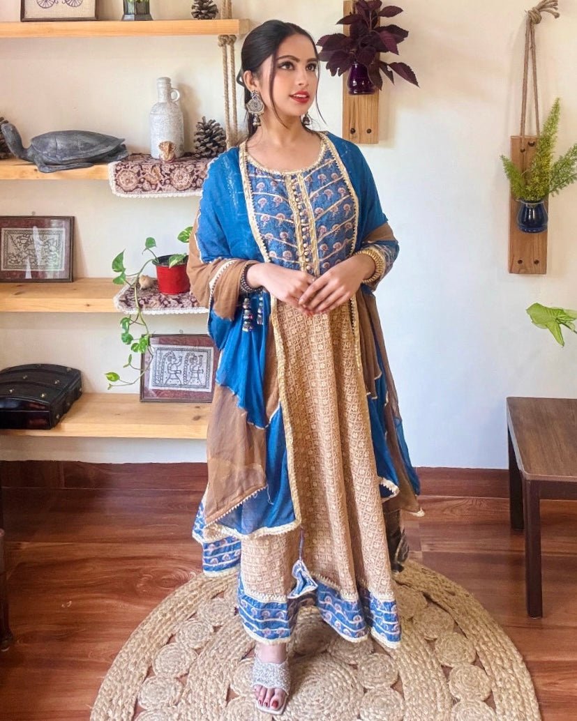 Nora Camel Brown Cotton Kurta Set - Param Iqbal