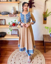 Nora Camel Brown Cotton Kurta Set - Param Iqbal