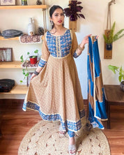 Nora Camel Brown Cotton Kurta Set - Param Iqbal