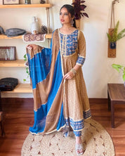 Nora Camel Brown Cotton Kurta Set - Param Iqbal