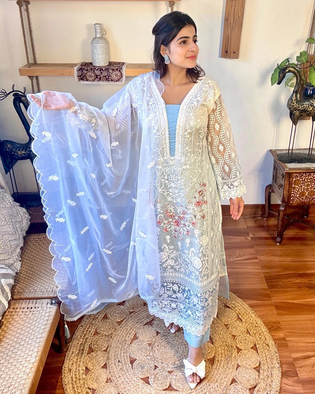 Noreen Ombre Blue Organza Kurta Set - Param Iqbal