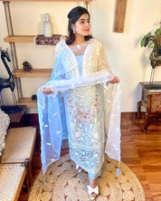 Noreen Ombre Blue Organza Kurta Set - Param Iqbal