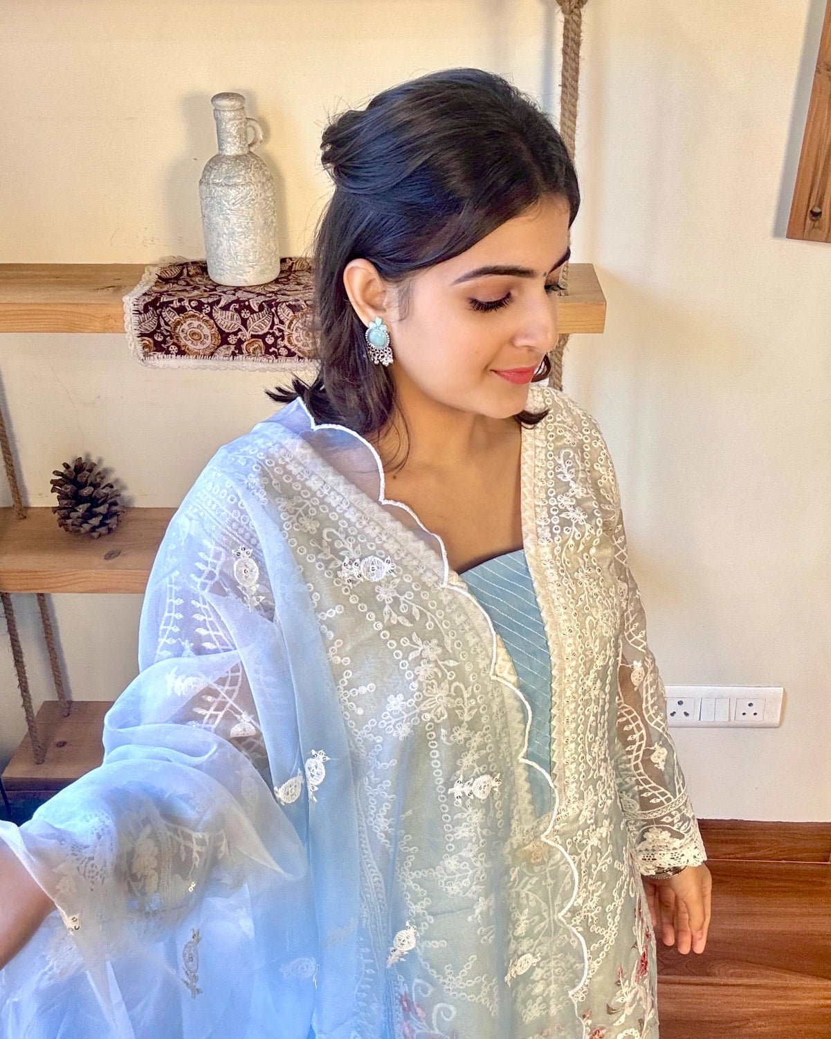 Noreen Ombre Blue Organza Kurta Set - Param Iqbal