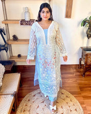 Noreen Ombre Blue Organza Kurta Set - Param Iqbal