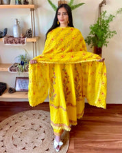 Nushrat Yellow Cotton Kurta Set - Param Iqbal