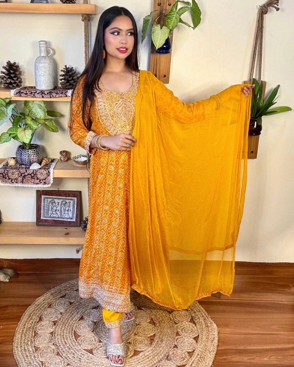 Ojasvi Orange Cotton Suit - Param Iqbal