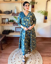 Pakeezah Blue Cotton Kurta Set - Param Iqbal