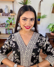 Rania Black Cotton Kurta Set - Param Iqbal