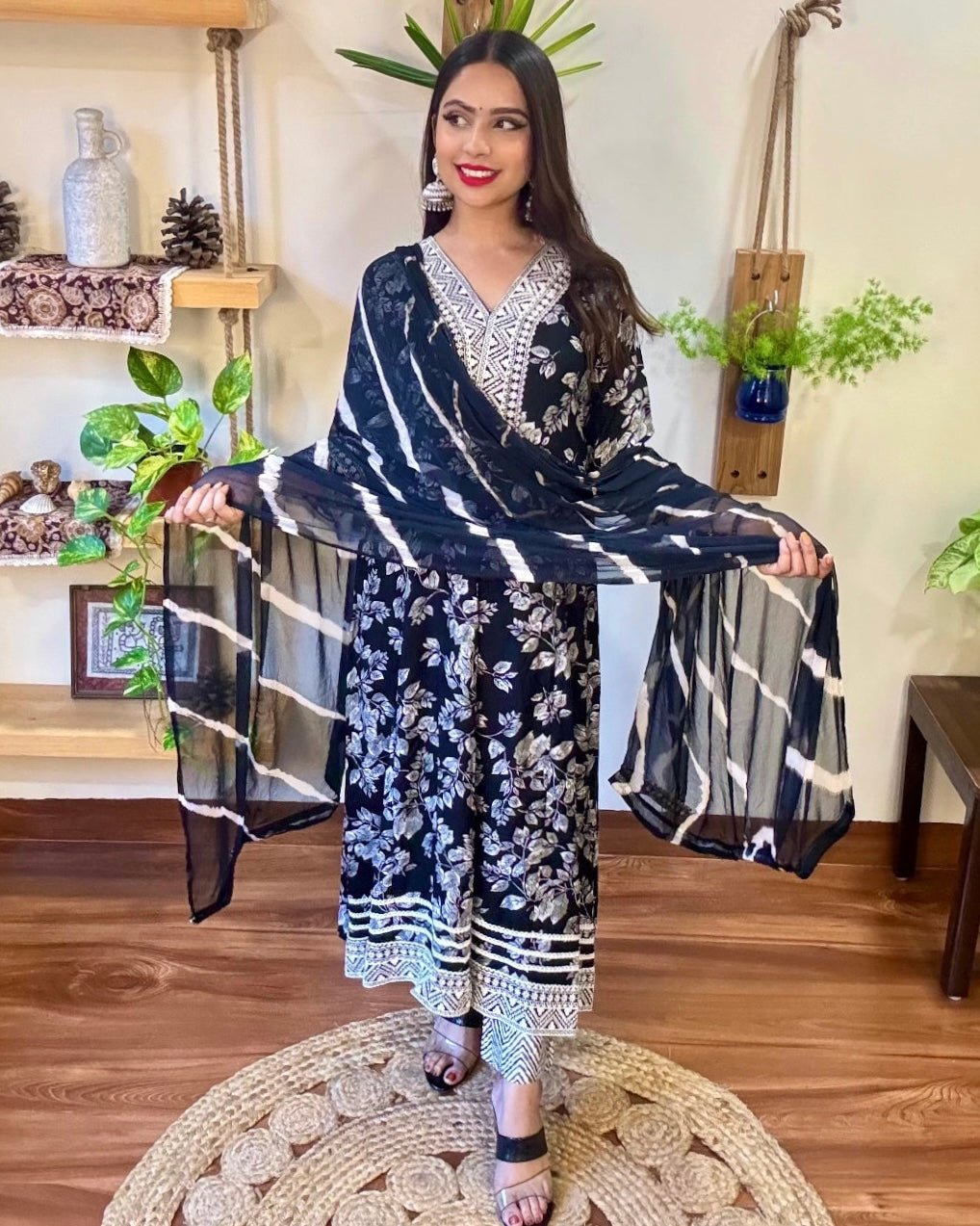 Rania Black Cotton Kurta Set - Param Iqbal