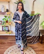 Rania Black Cotton Kurta Set - Param Iqbal