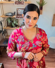 Rida Pink Chinnon Kurta Set - Param Iqbal