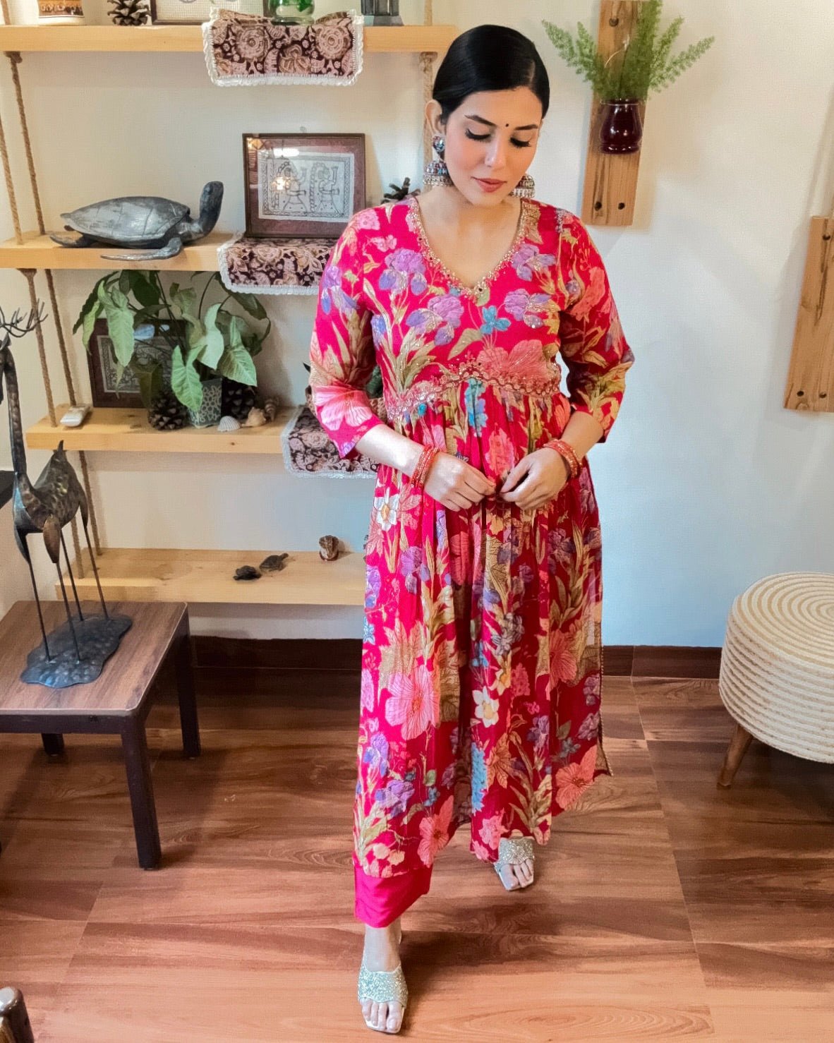 Rida Pink Chinnon Kurta Set - Param Iqbal