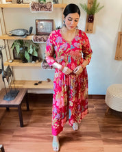 Rida Pink Chinnon Kurta Set - Param Iqbal