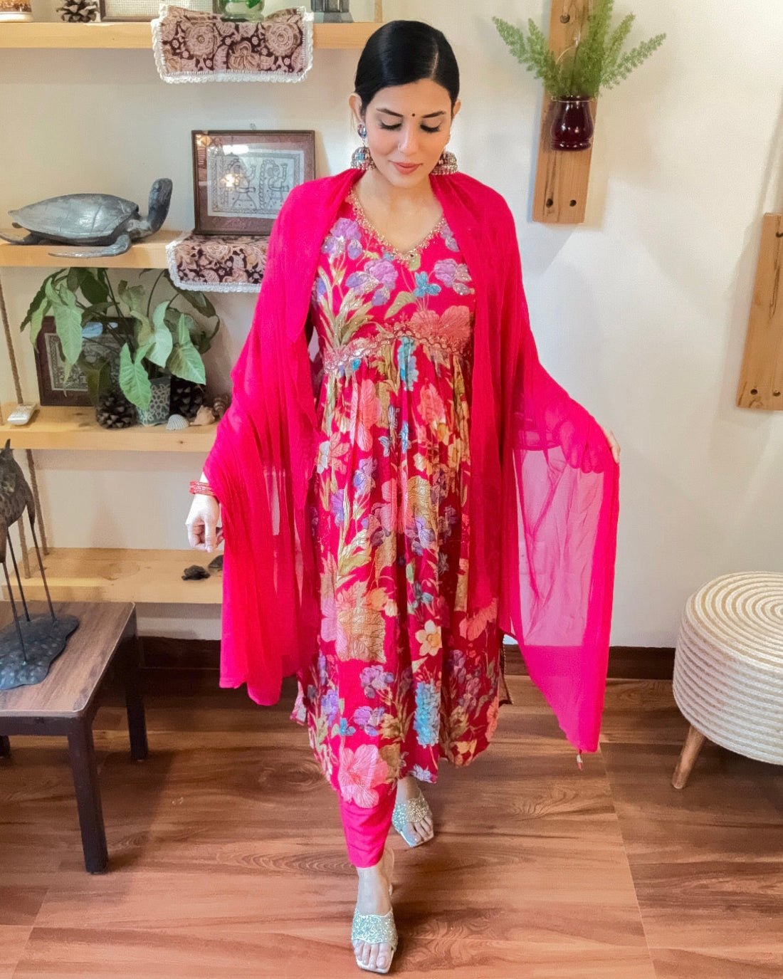Rida Pink Chinnon Kurta Set - Param Iqbal