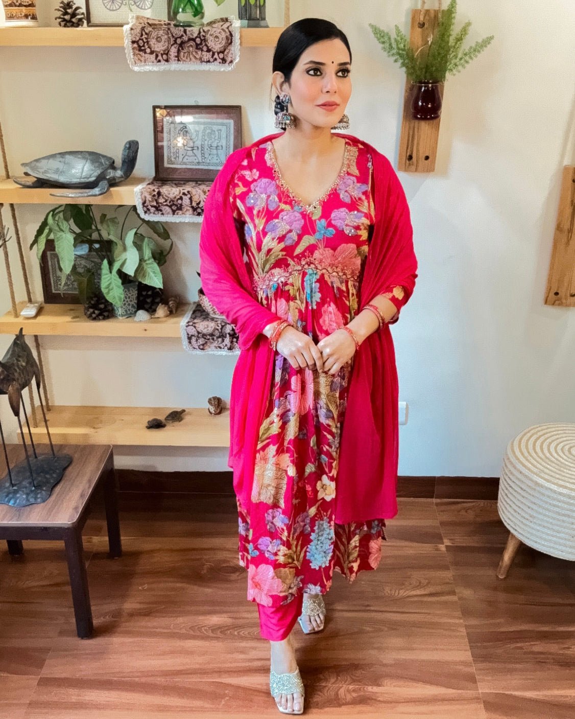 Rida Pink Chinnon Kurta Set - Param Iqbal