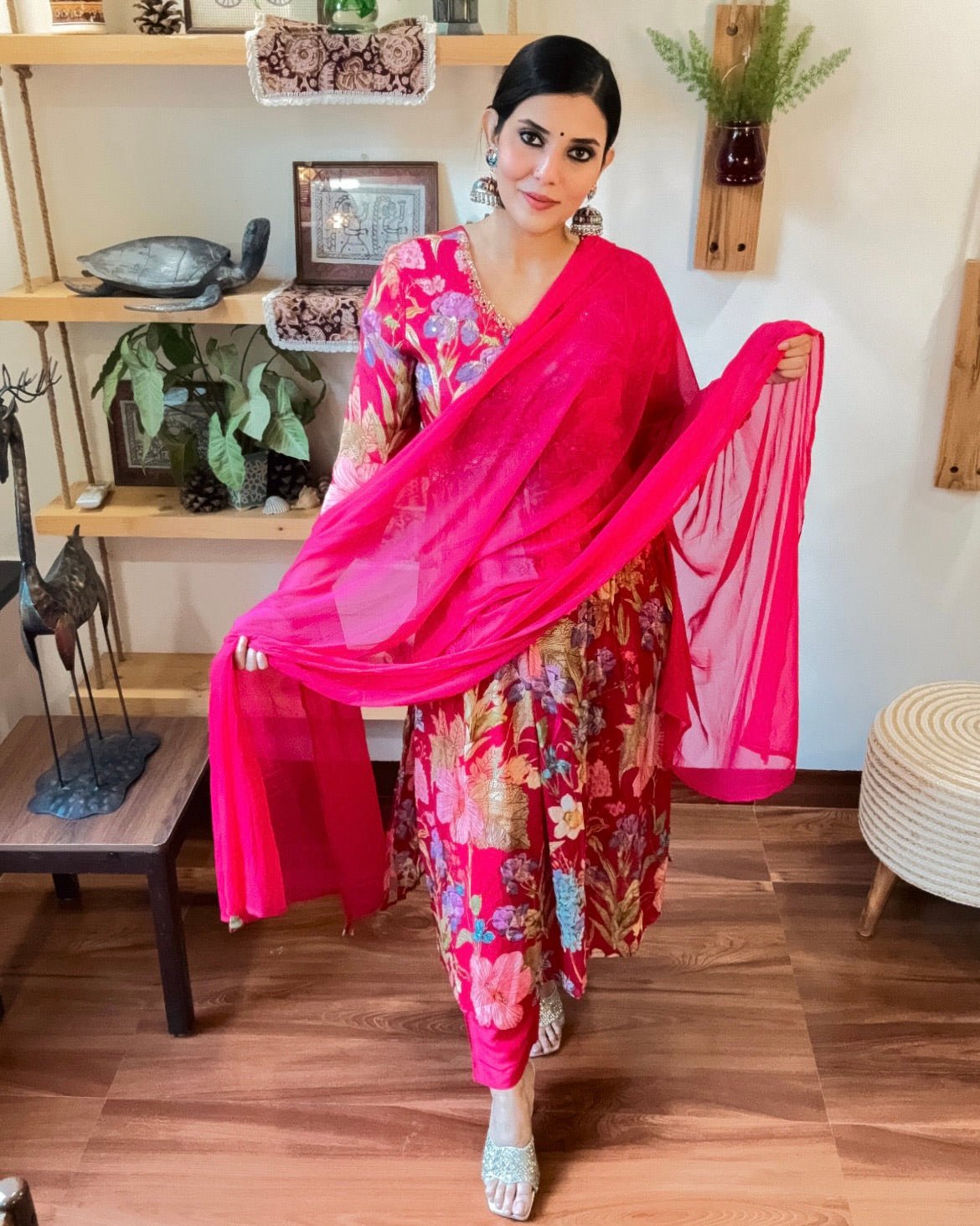 Rida Pink Chinnon Kurta Set - Param Iqbal