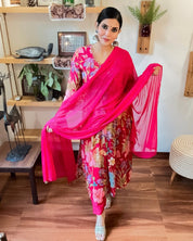 Rida Pink Chinnon Kurta Set - Param Iqbal