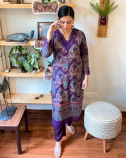 Rukhsana Purple Muslin Kurta Set - Param Iqbal